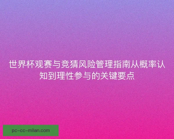 世界杯观赛与竞猜风险管理指南从概率认知到理性参与的关键要点